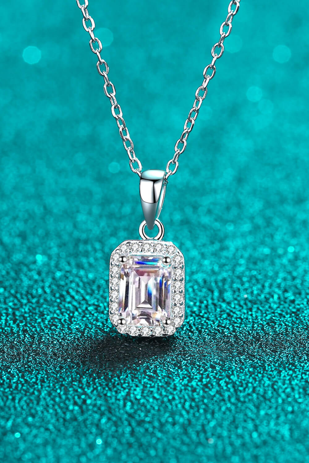 Square Moissanite Pendant Chain Necklace Trendsi