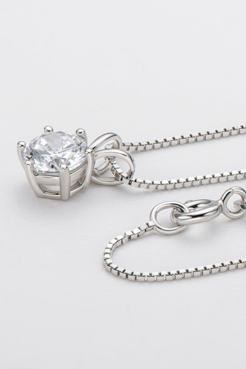 925 Sterling Silver 1 Carat Moissanite Pendant Necklace Trendsi
