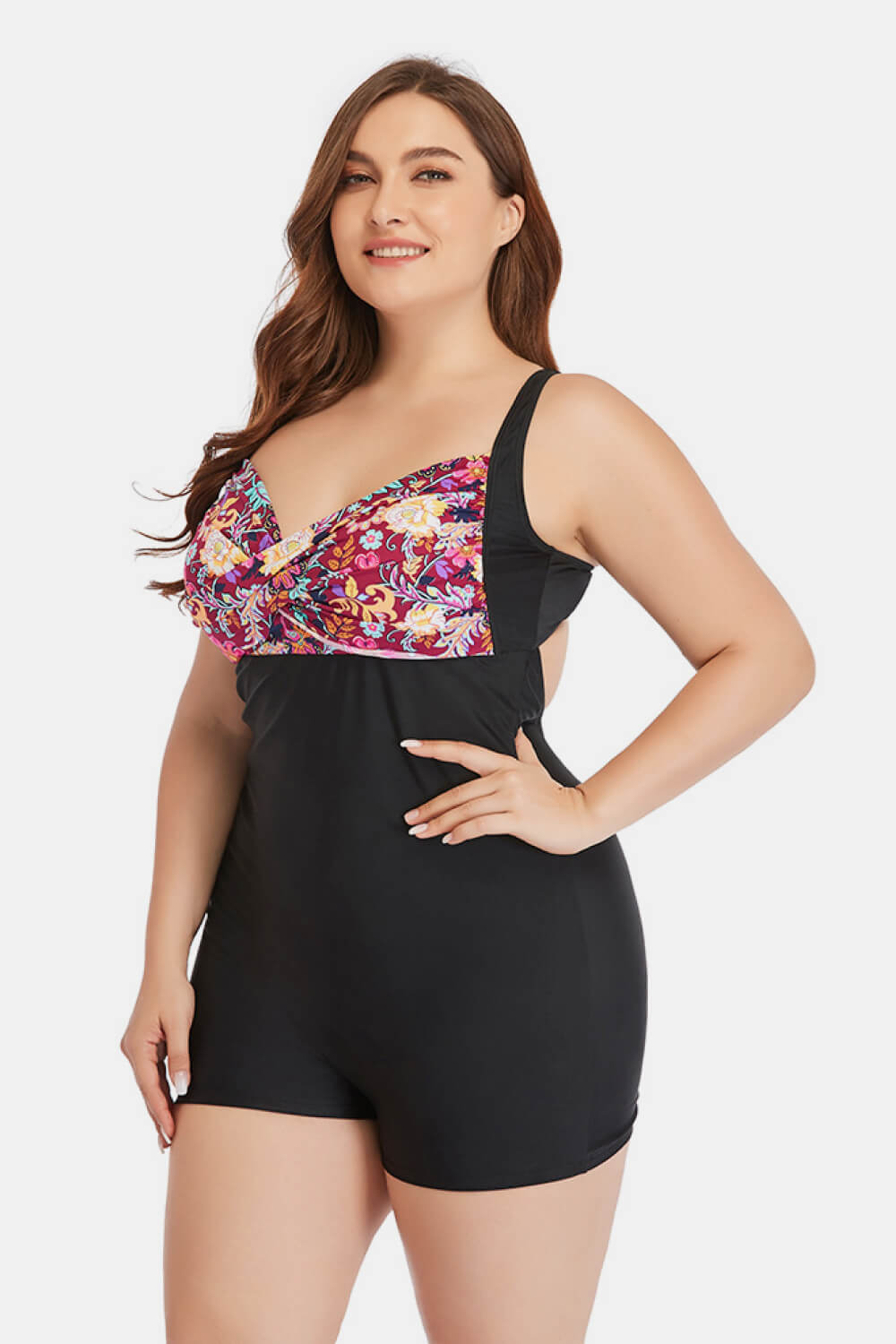 Plus Size Two-Tone One-Piece Swimsuit - Madikfashions.com