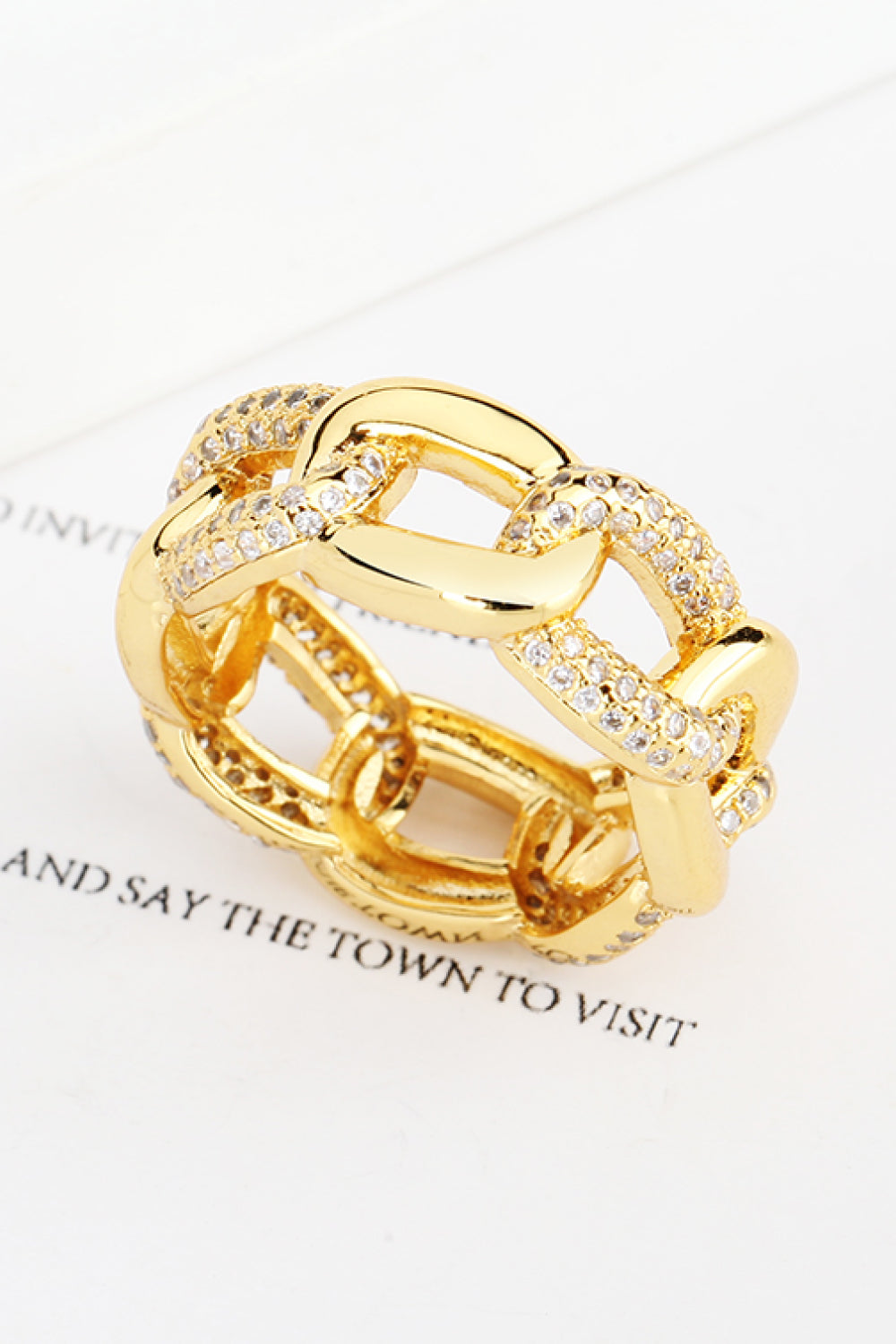 18K Gold-Plated Rhinestone Ring Trendsi