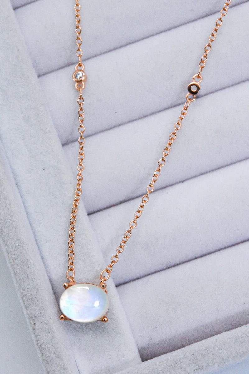 Geometric Moonstone Pendant Necklace Trendsi