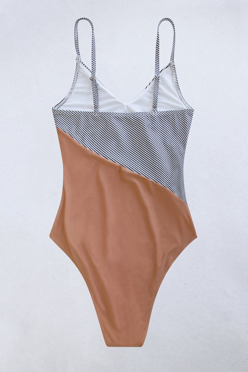 Striped Spaghetti Strap V-Neck One-Piece Swimsuit - Madikfashions.com