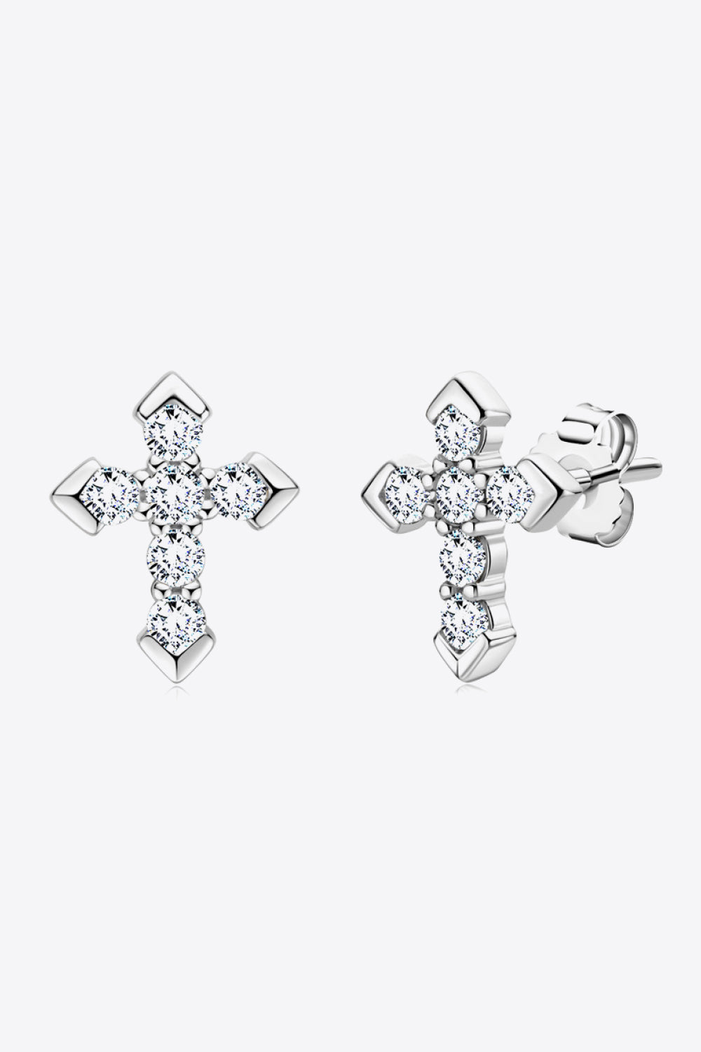 Moissanite Cross Stud Earrings Trendsi