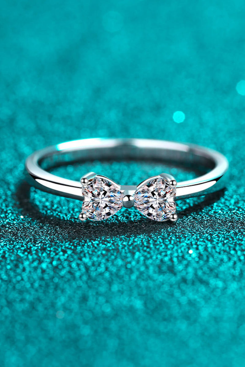 Moissanite Bow Rhodium-Plated Ring Trendsi