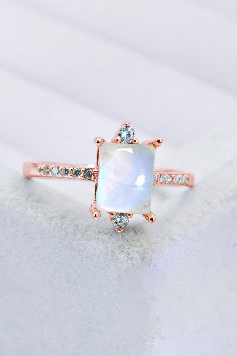 925 Sterling Silver Square Moonstone Ring Trendsi