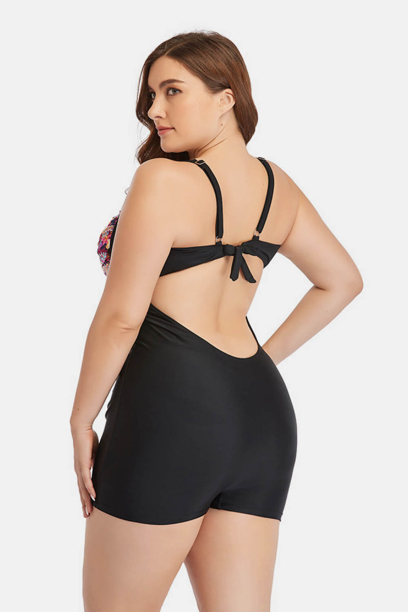 Plus Size Two-Tone One-Piece Swimsuit - Madikfashions.com