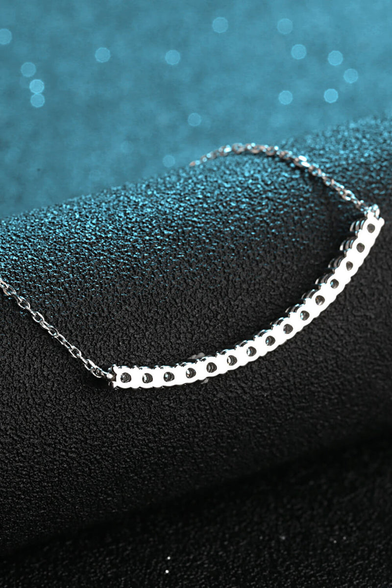 Sterling Silver Curved Bar Necklace Trendsi