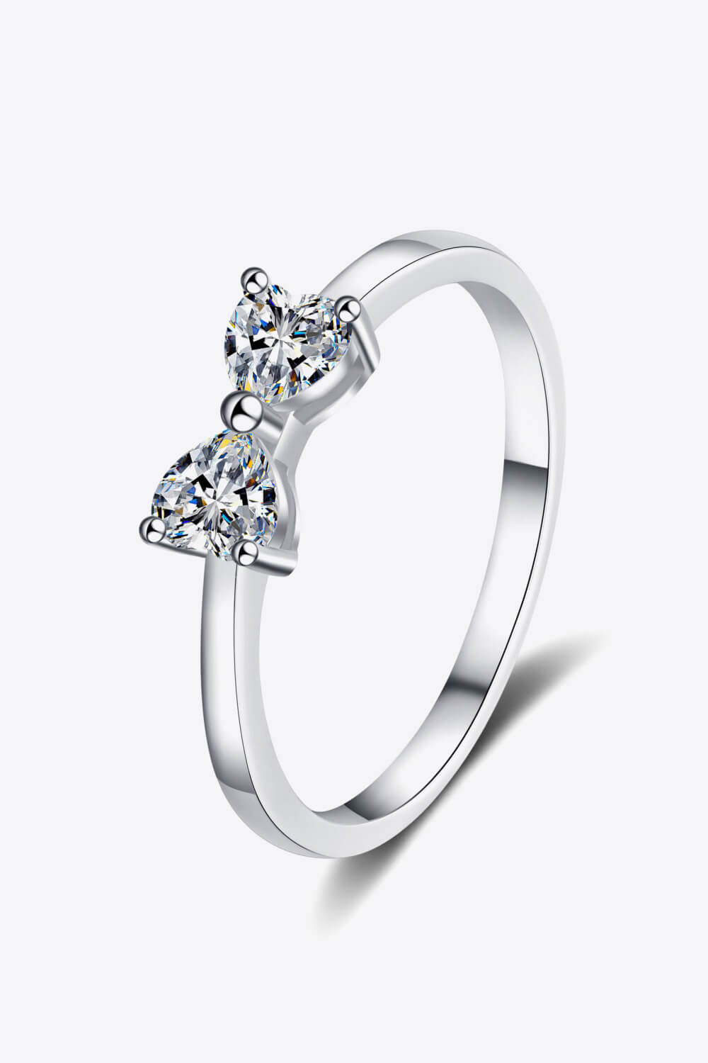 Moissanite Bow Rhodium-Plated Ring Trendsi