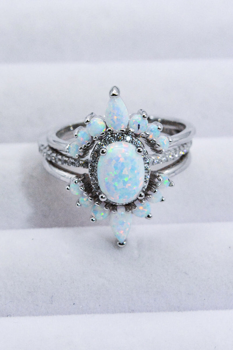 925 Sterling Silver Opal Ring Trendsi