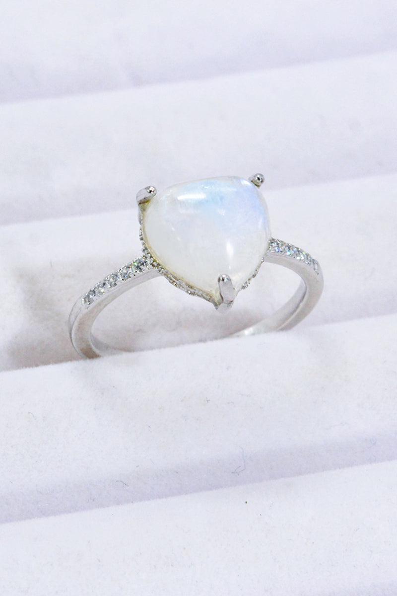 Heart-Shaped Natural Moonstone Ring Trendsi