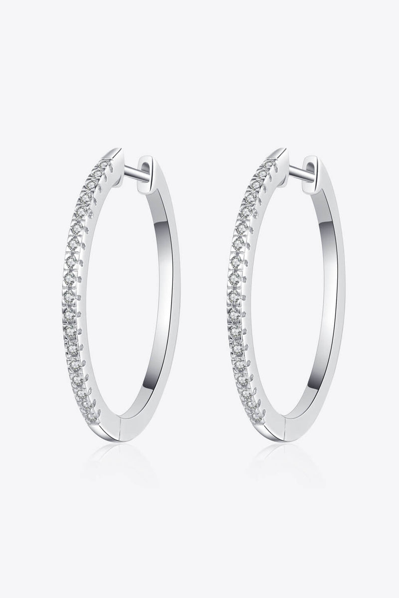 Rhodium-Plated Moissanite Hoop Earrings Trendsi