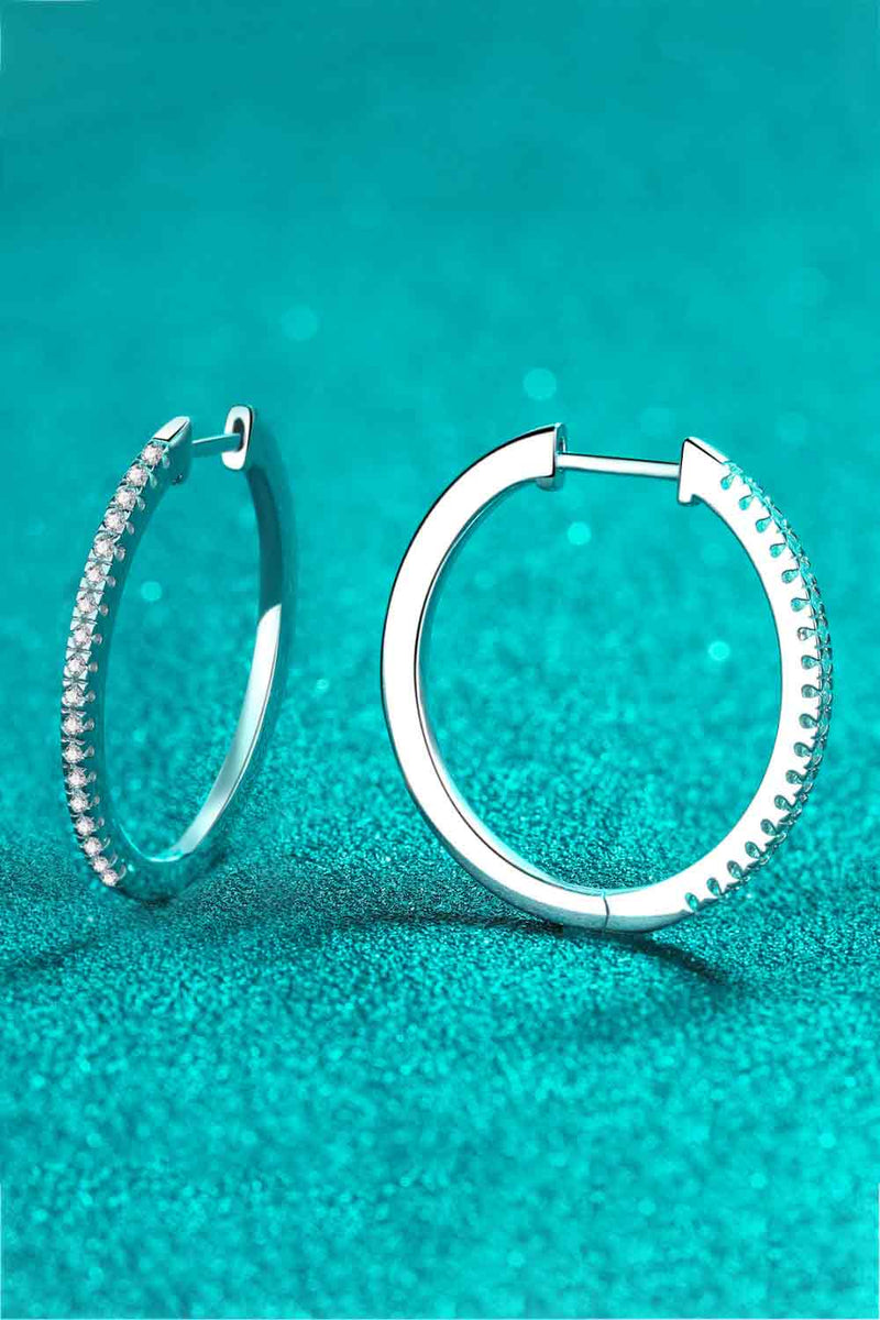 Rhodium-Plated Moissanite Hoop Earrings Trendsi