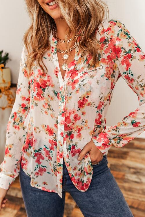 Floral Button Up Long Sleeve Shirt