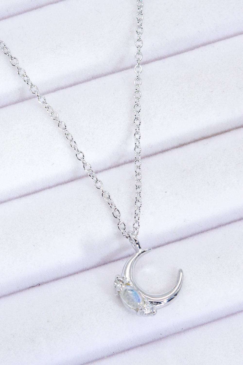 Natural Moonstone Moon Pendant Necklace Trendsi