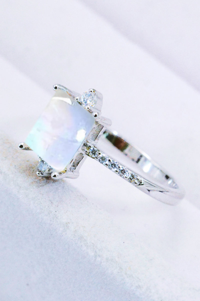 925 Sterling Silver Square Moonstone Ring Trendsi