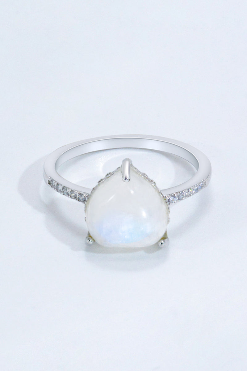 Heart-Shaped Natural Moonstone Ring Trendsi