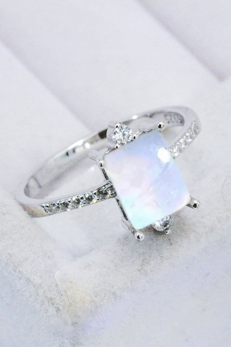 925 Sterling Silver Square Moonstone Ring Trendsi