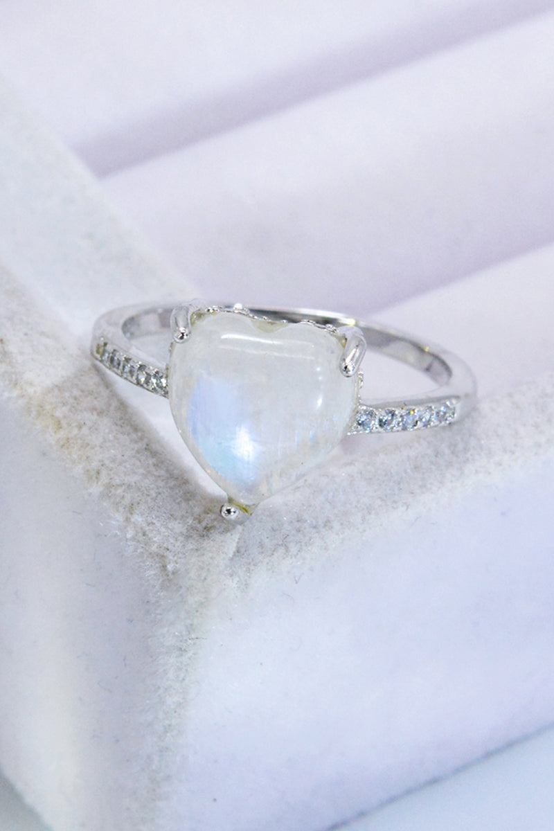 Heart-Shaped Natural Moonstone Ring Trendsi