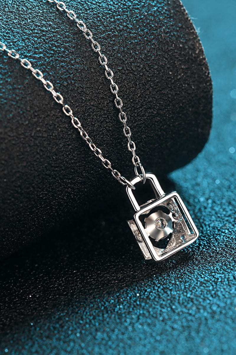 Moissanite Lock Pendant Necklace Trendsi