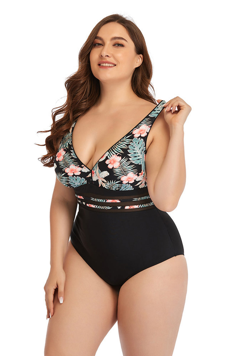 Floral Cutout Tie-Back One-Piece Swimsuit - Madikfashions.com