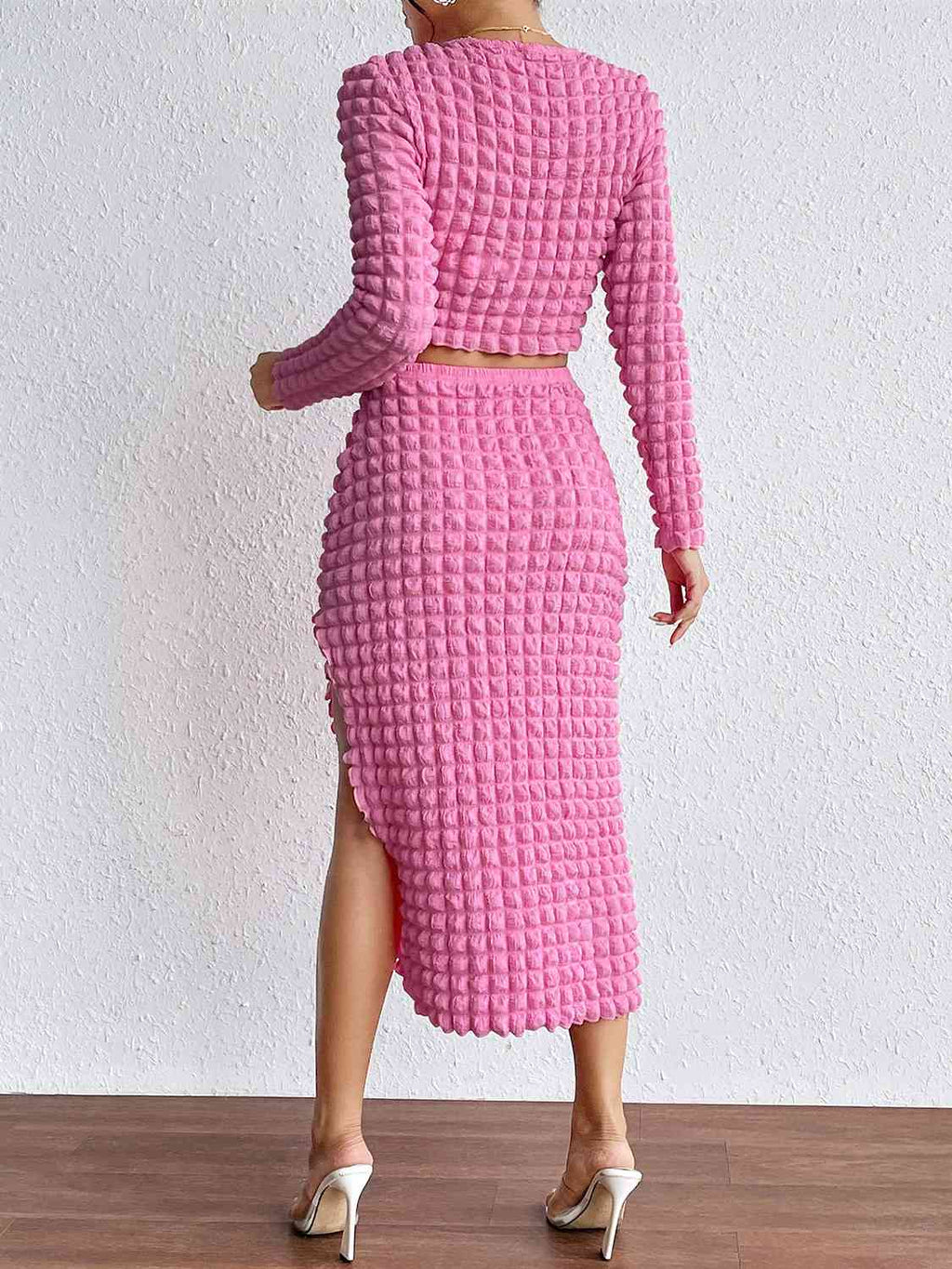 Long Sleeve Top and Split Skirt Set