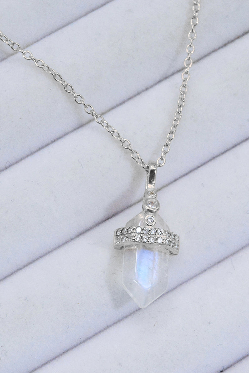 925 Sterling Silver Moonstone Pendant Necklace Trendsi