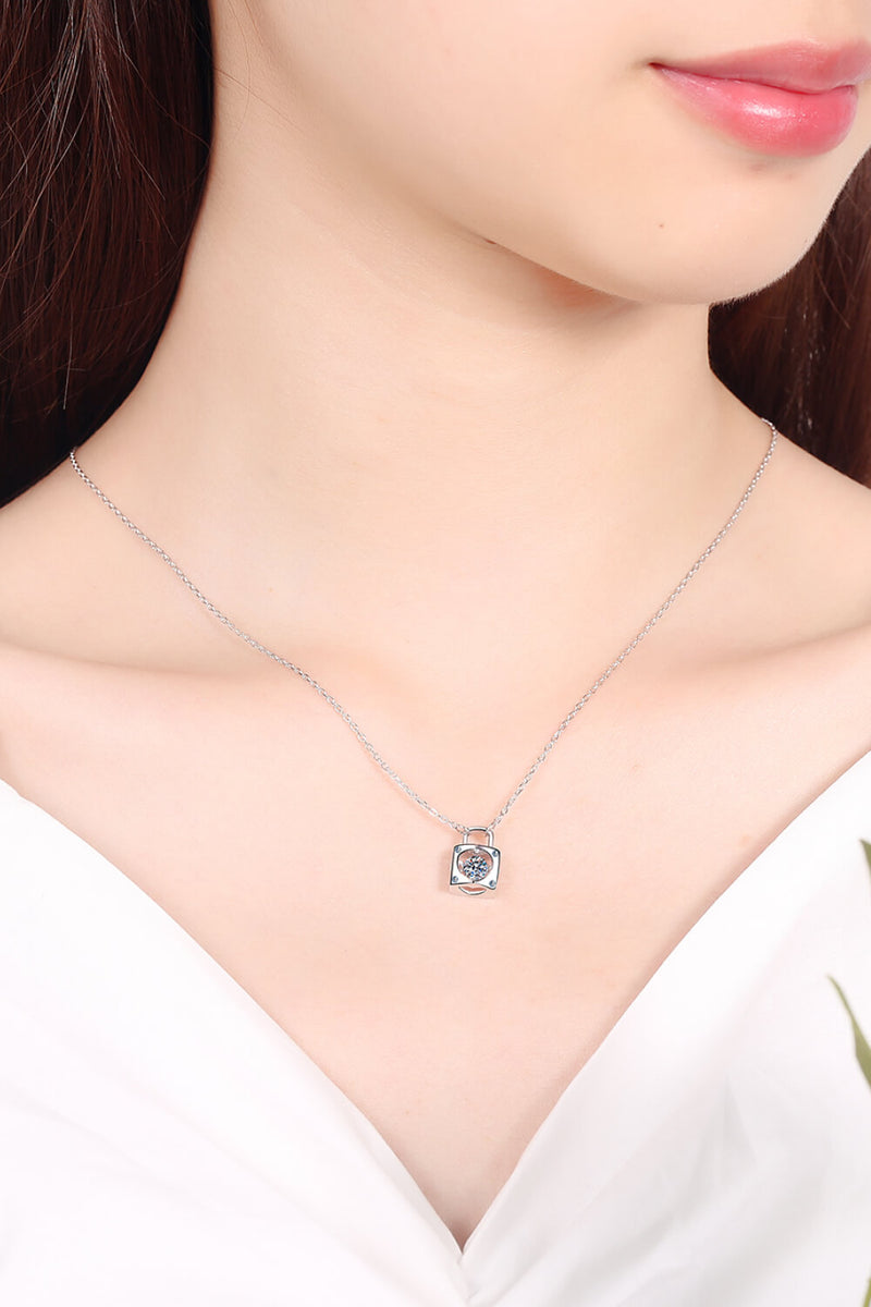 Moissanite Lock Pendant Necklace Trendsi