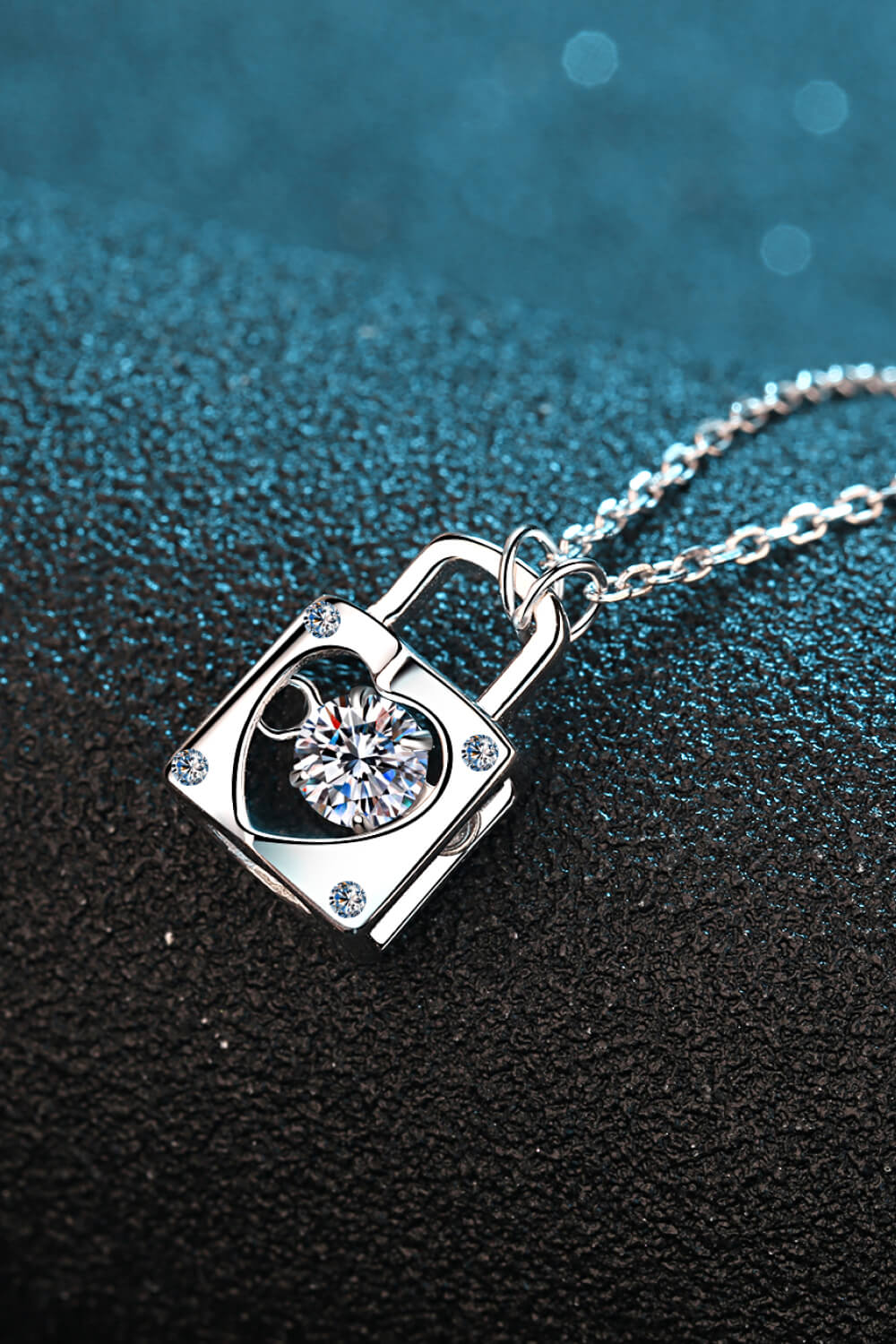 Moissanite Lock Pendant Necklace Trendsi