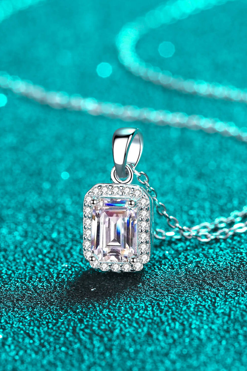 Square Moissanite Pendant Chain Necklace Trendsi