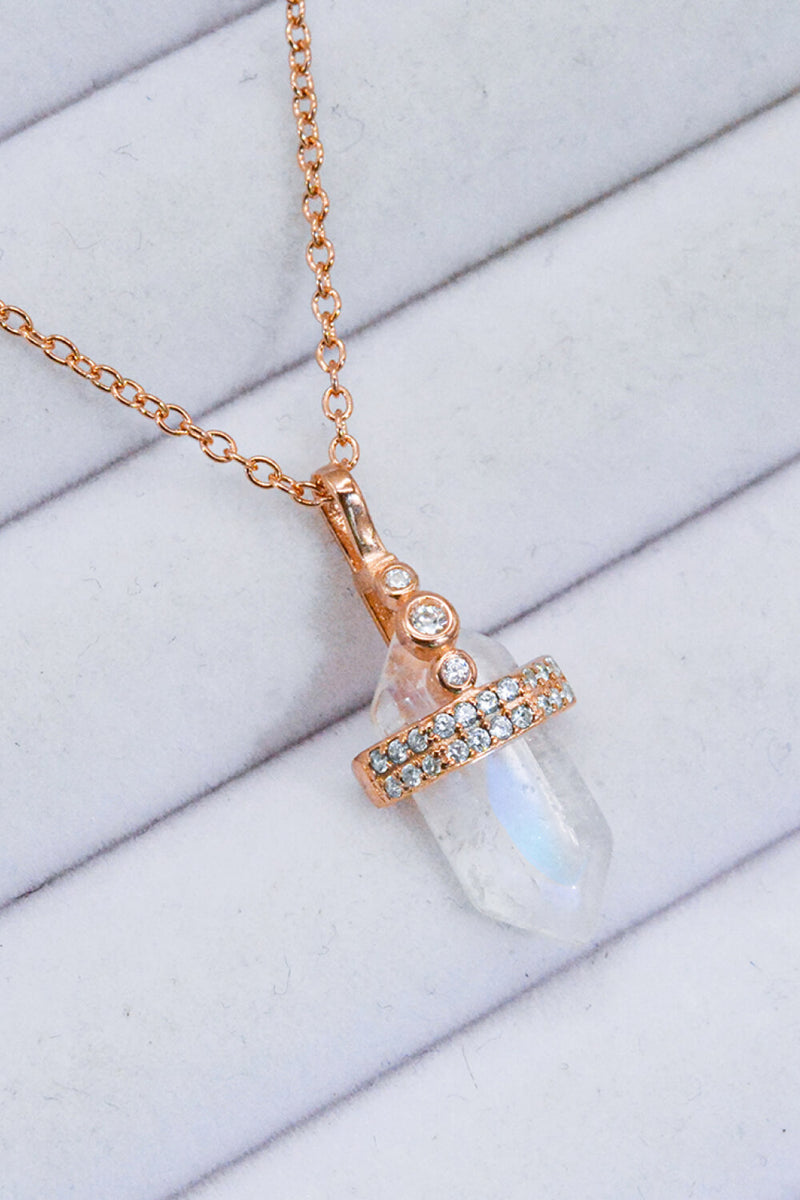 925 Sterling Silver Moonstone Pendant Necklace Trendsi