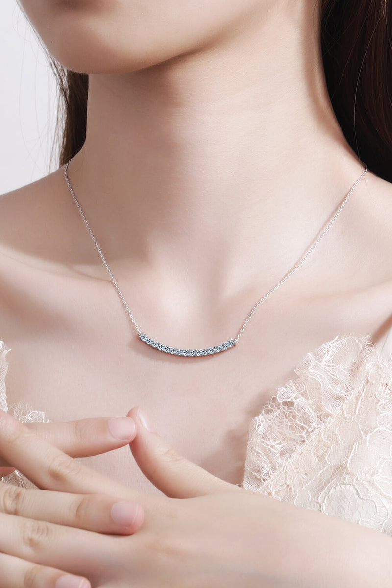 Sterling Silver Curved Bar Necklace Trendsi