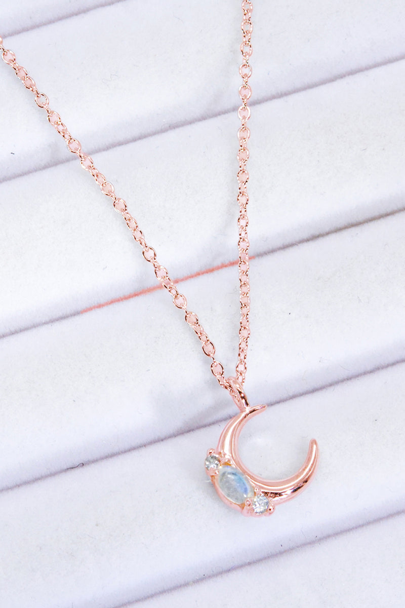 Natural Moonstone Moon Pendant Necklace Trendsi