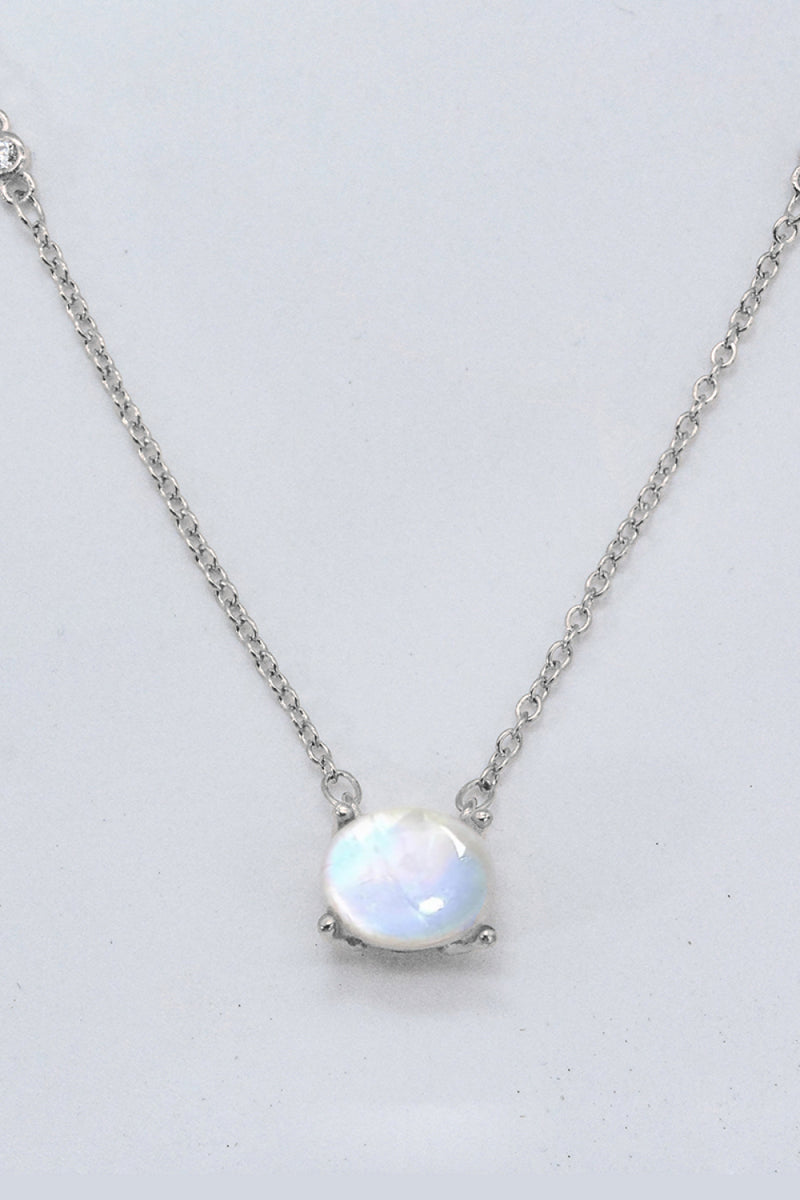 Geometric Moonstone Pendant Necklace Trendsi