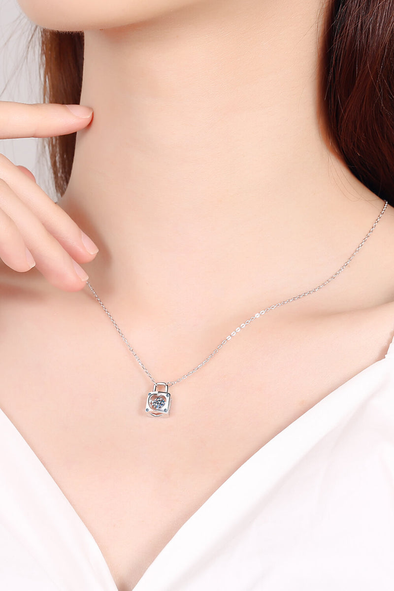 Moissanite Lock Pendant Necklace Trendsi