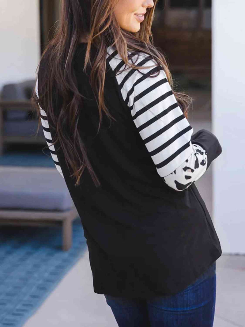 Printed Round Neck Long Sleeve T-Shirt