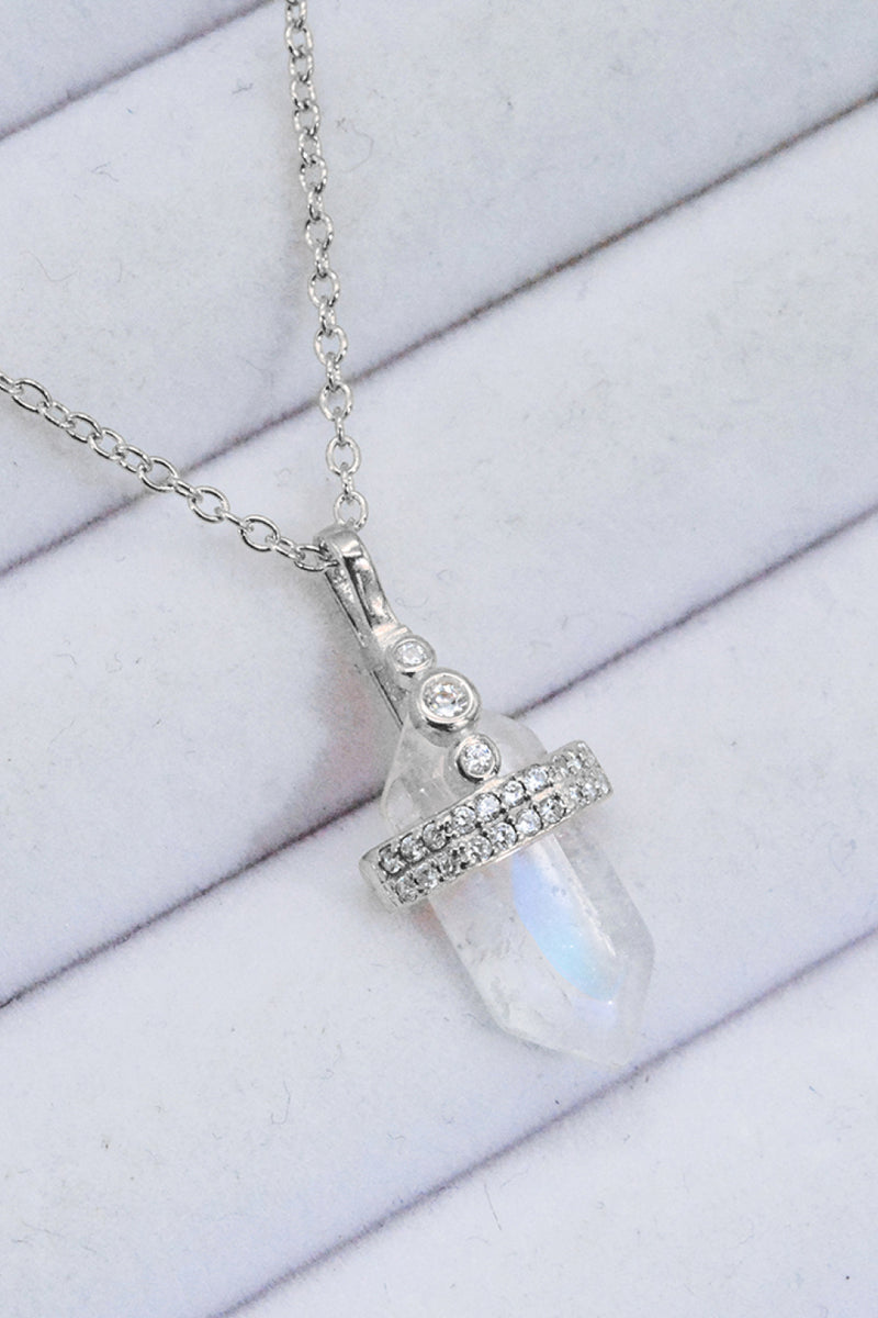 925 Sterling Silver Moonstone Pendant Necklace Trendsi