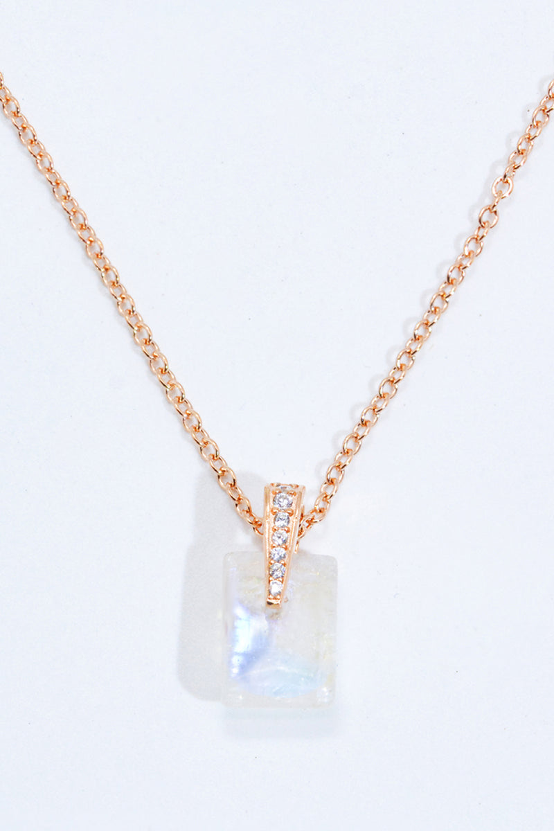 925 Sterling Silver Natural Moonstone Pendant Necklace Trendsi