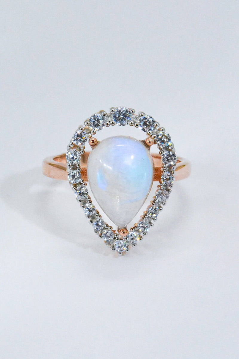 Moonstone Teardrop-Shaped 925 Sterling Silver Ring Trendsi